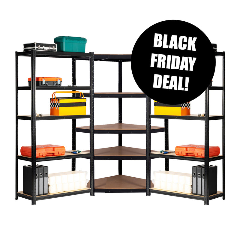 3 BAY SHELVING OFFER! | Black | 300mm Deep | Ref:BS010
