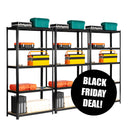 3 BAY SHELVING OFFER! | Black | 300mm Deep | Ref:BS012