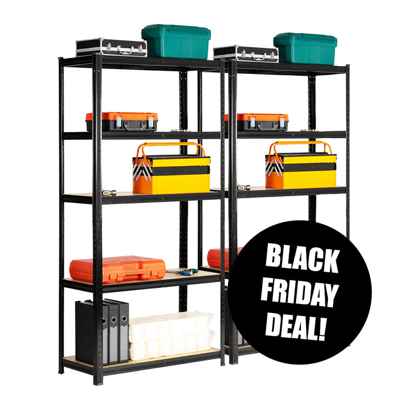 2 BAY SHELVING OFFER! | Black | 300mm Deep | Ref:BS017