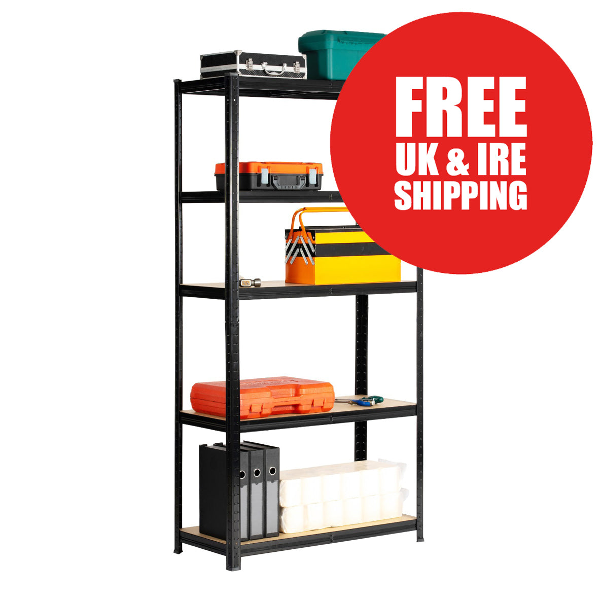 Botless Racking Black Boltless Shelving | 900mm x 400mm x 1800mm | Black | Ref:BS004